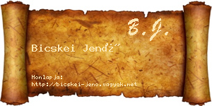 Bicskei Jenő névjegykártya